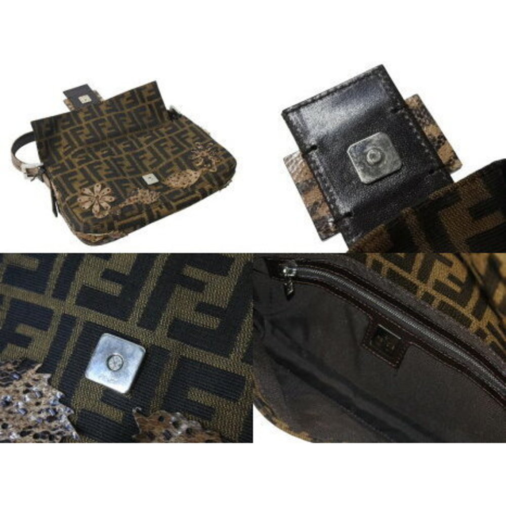 Fendi Handbag Brown Leather Python - image 7
